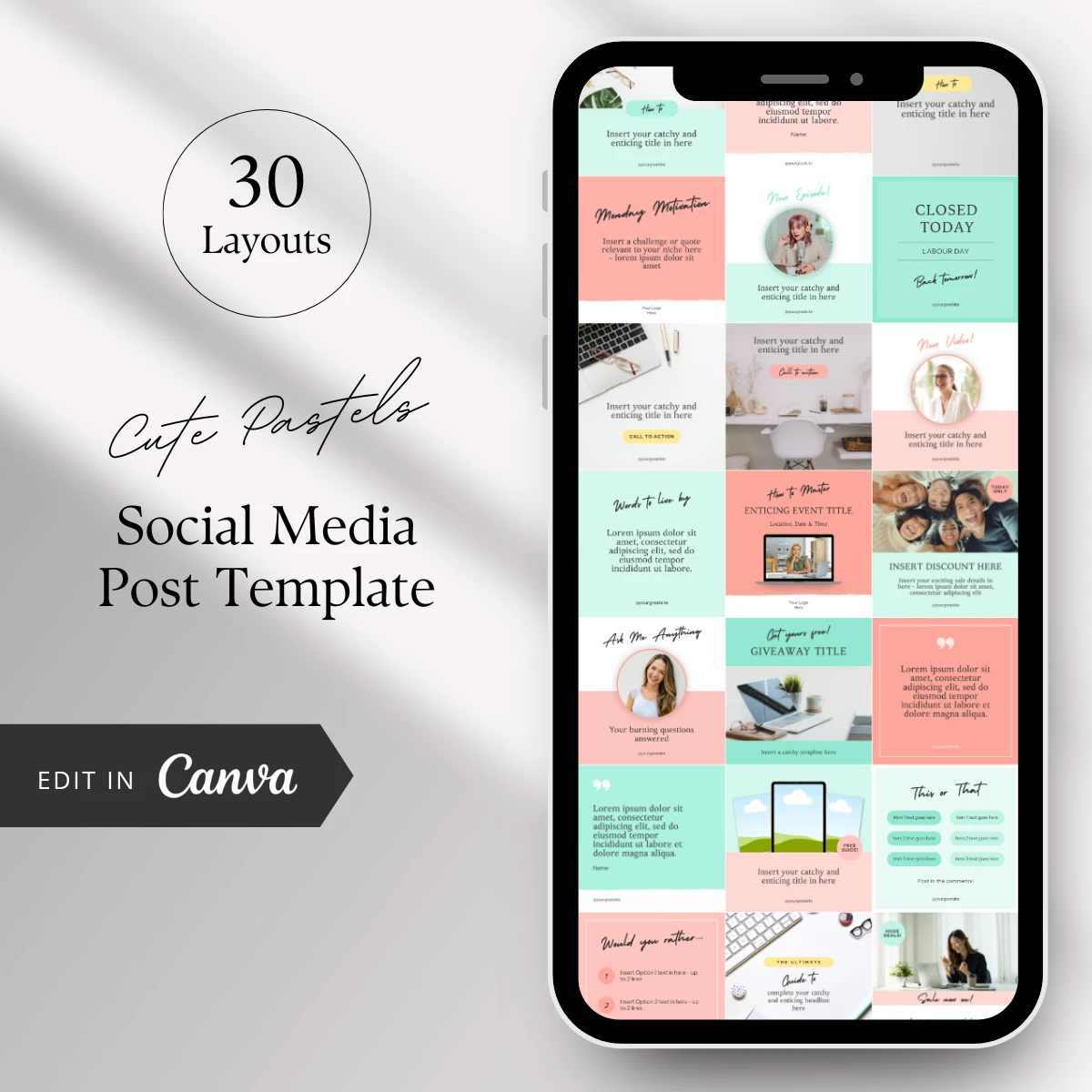 Cute Pastels Canva Post Template