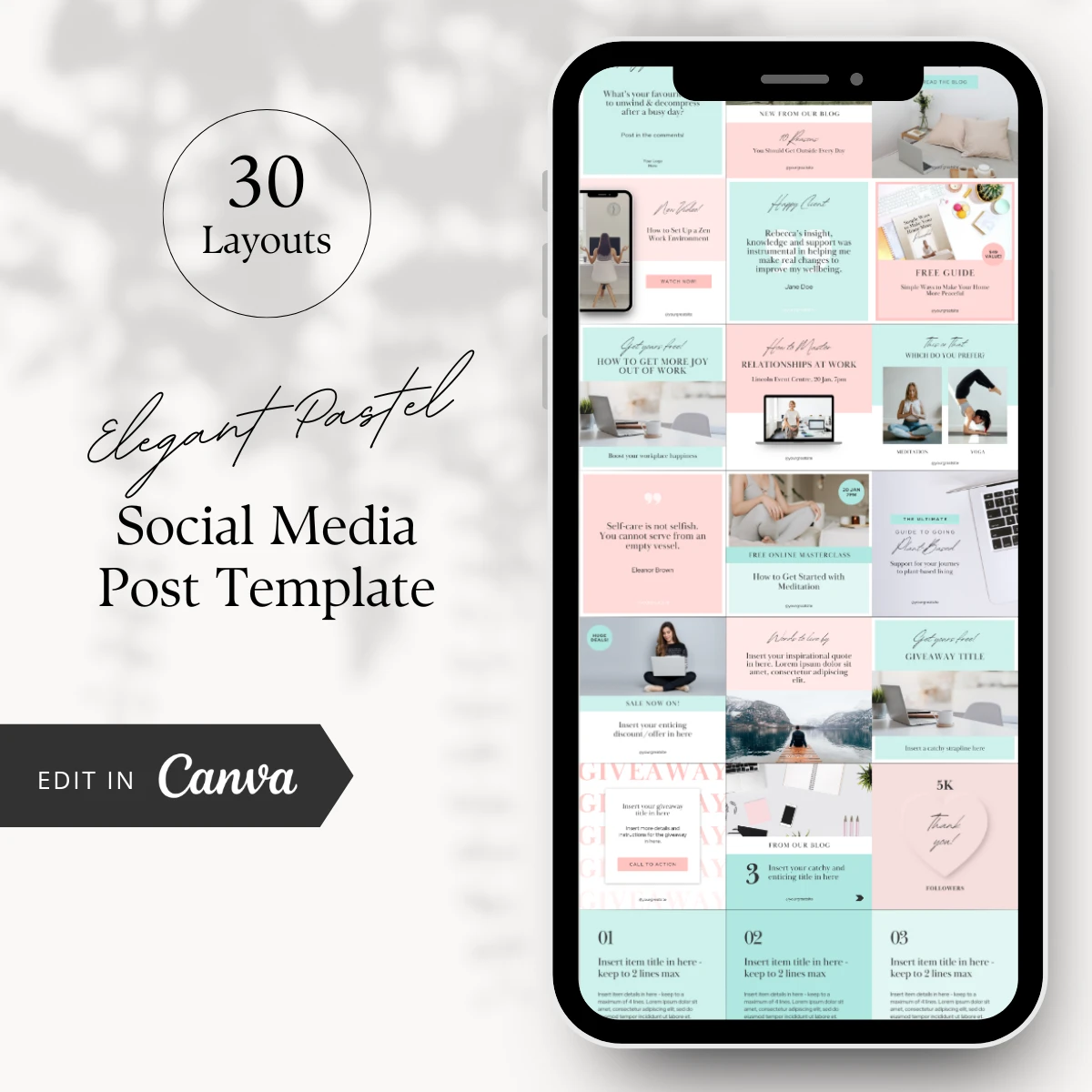 Elegant Pastel Canva Post Template