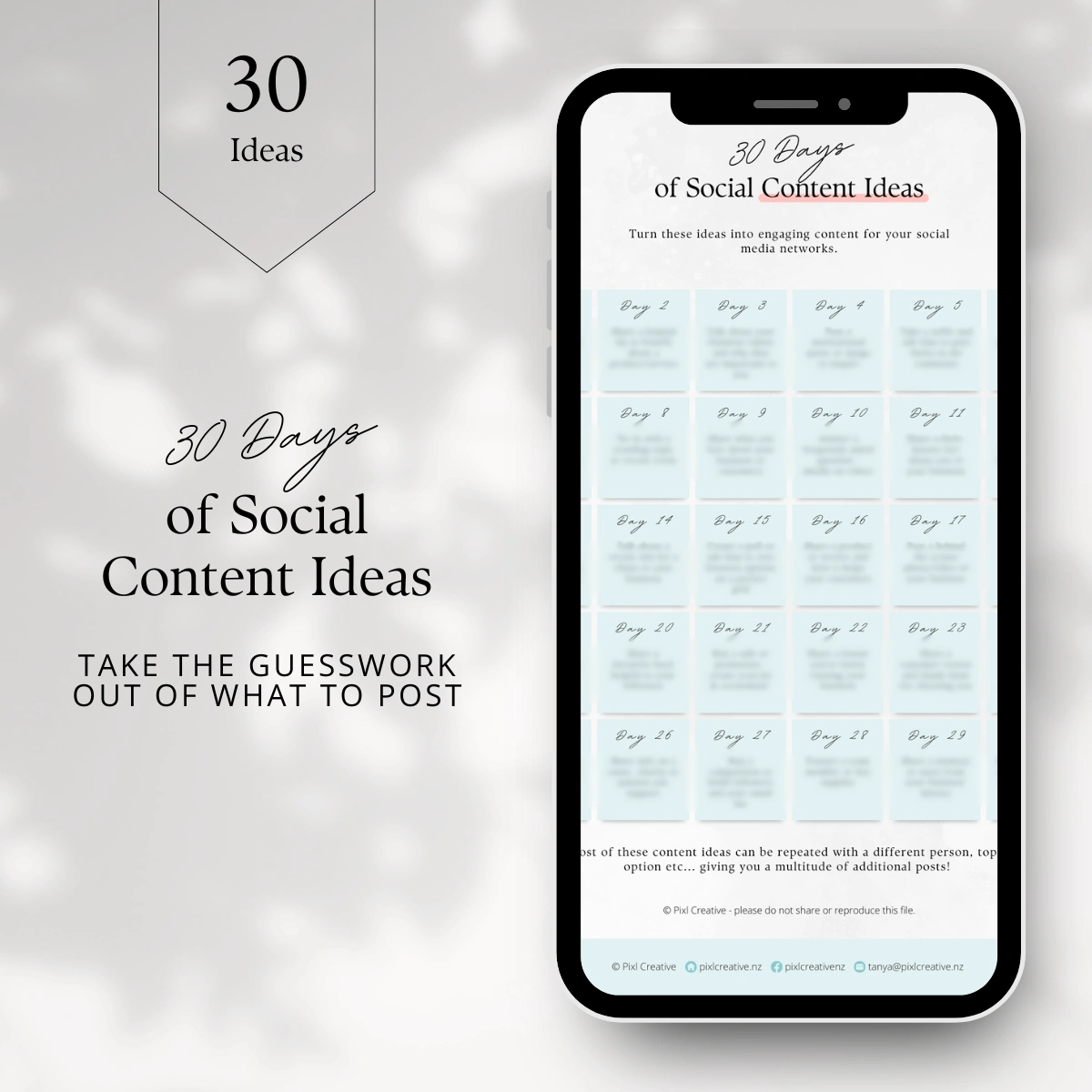30 Days of Social Content Ideas Mockup