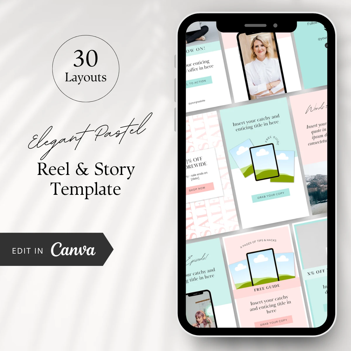 Elegant Pastel Canva Reels Template Mockup