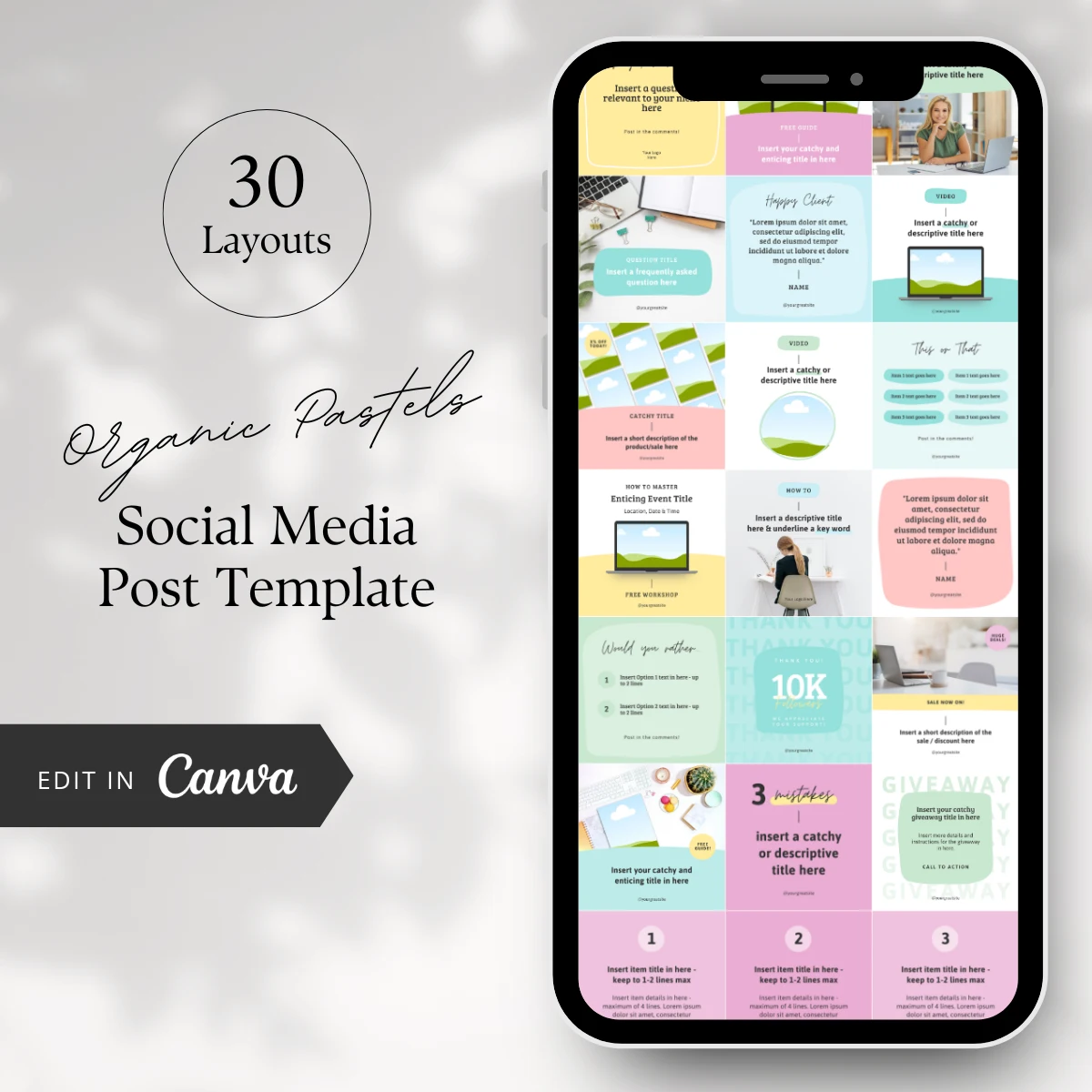 Organic Pastels Canva Post Template Mockup