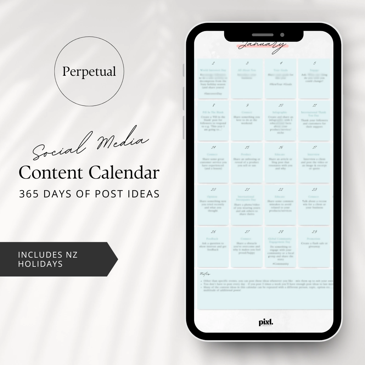 Social Media Content Calendar Mockup